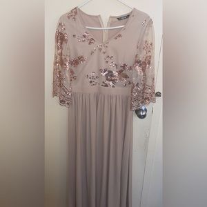 Maxi rose gold & nude sequence dress